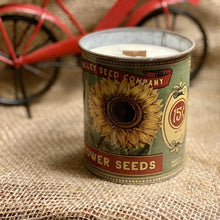 Load image into Gallery viewer, Fireplace In A Can Soy Wax Candle | Rustic Sunflower Seed Package Label