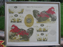 Load image into Gallery viewer, 1892 Arnold Print Works "Hen and Chickens" Cloth Panel, Uncut, Framed