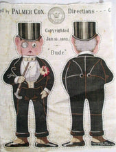 Load image into Gallery viewer, 1892 Antique Arnold Print Works Palmer Cox Brownie's Cloth Doll Panel | Uncle Sam, Dude & Irishman