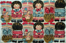 Load image into Gallery viewer, British 1912-1913 Dean&#39;s Peggie and Teddie Cloth Rag Dolls Uncut Panel
