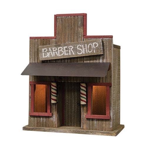 Wood Lighted Barber Shop House