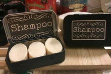Load image into Gallery viewer, TRAVEL TALLOW + CREAM Shampoo Bars  Hinged Tin or Bag | Travel, Guests, Camping Shampoo Soap
