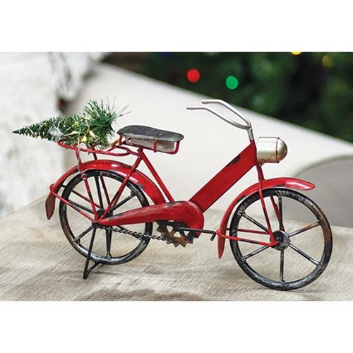 Decorative Bicycle with Lit Tree | Vintage-Style 11x6 Inches | Table, Desk, Mantle Decor