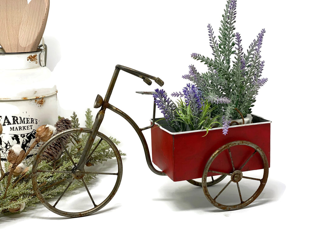 Vintage Style Tricycle Bike with Bin | Rustic Red
